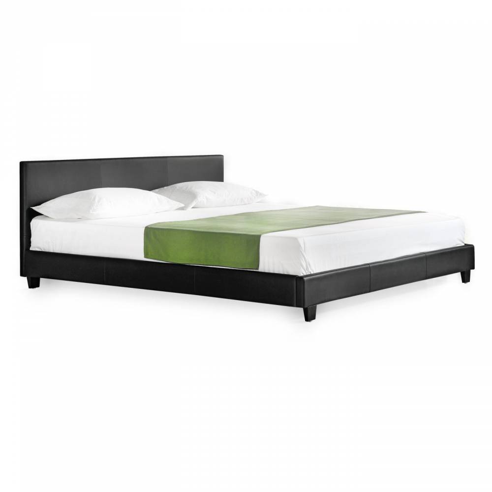 Corium® Moderní manželská postel, čalouněná - koženka 200x200cm (černá)