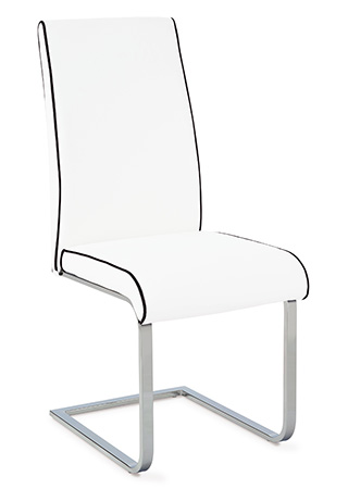Jídelní židle B989 WT - chrom/koženka bílá s černou paspulí