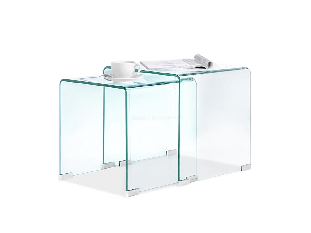 design4life Sestava odkládacích stolků COPPIA sklo