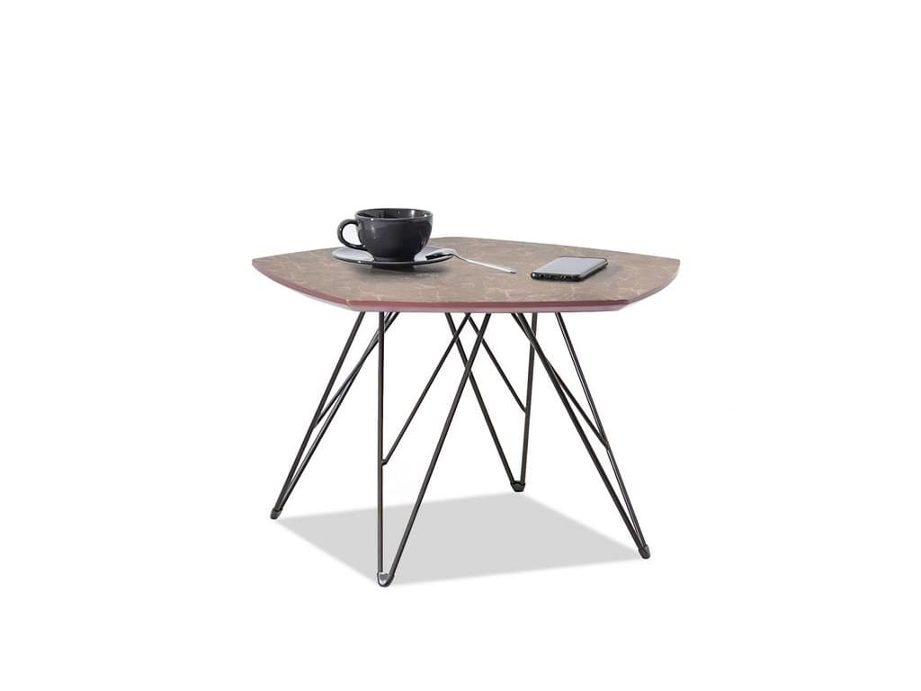 design4life Konferenční stolek PETRAS S hnědý mramor/černá