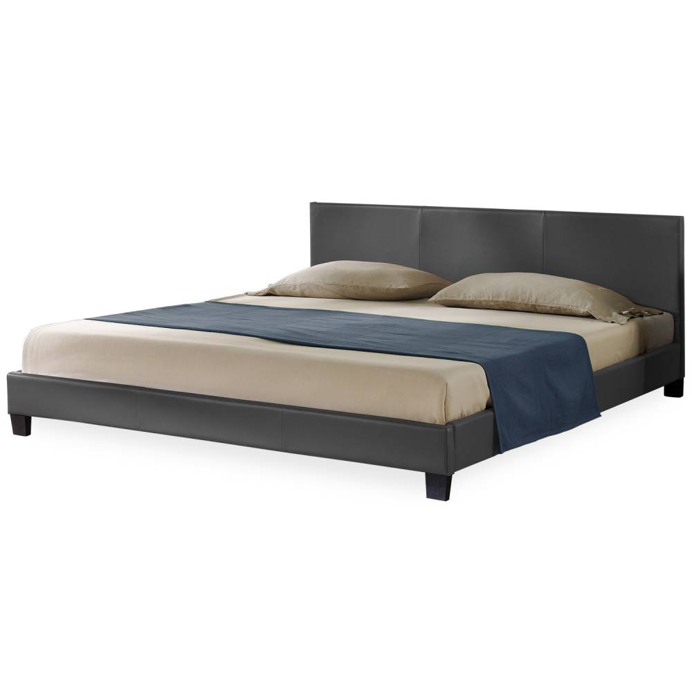 Corium® Moderní manželská postel, čalouněná - koženka 140x200cm (tmavě šedá)