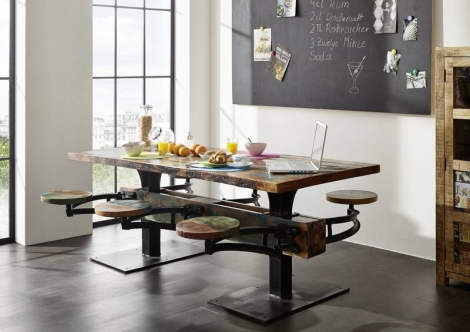 Masiv24 - INDUSTRY jídelní stůl 180x90, litina a staré dřevo