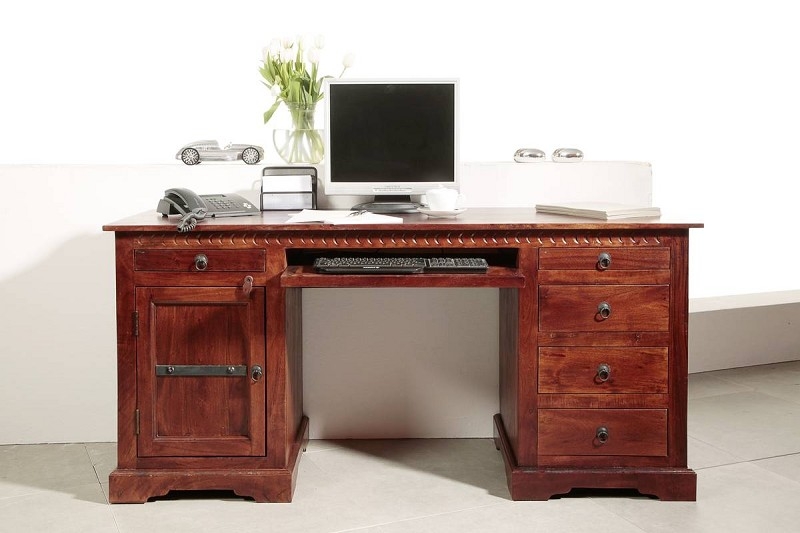 Masiv24 - Koloniální psací stůl, masivní akátové dřevo CAMBRIDGE