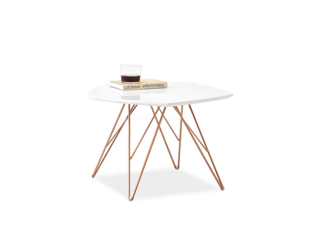 design4life Konferenční stolek PETRAS S bílá-měď