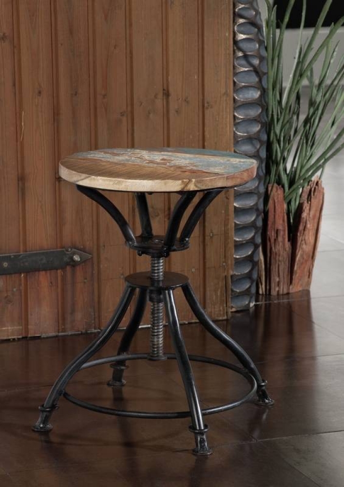 Masiv24 - INDUSTRY židle/-taburet, litina a staré dřevo