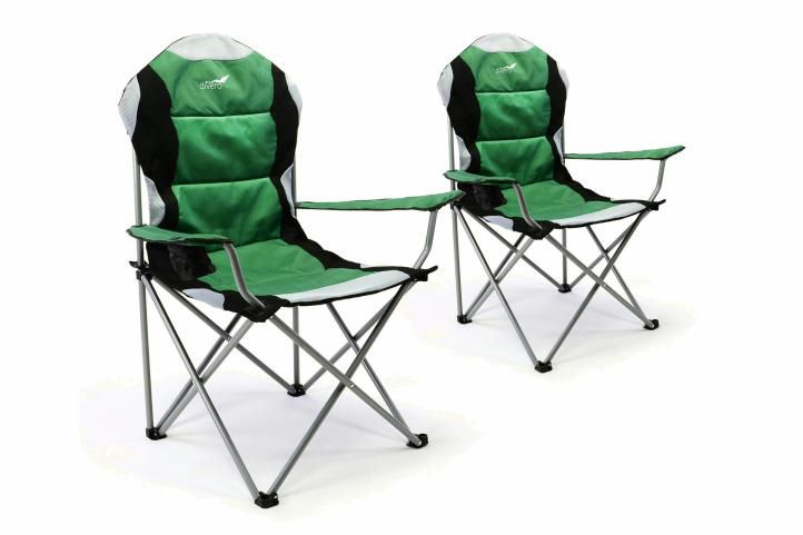 Divero 35957 Sada 2 ks skládací kempingová rybářská židle Deluxe - zeleno/černá