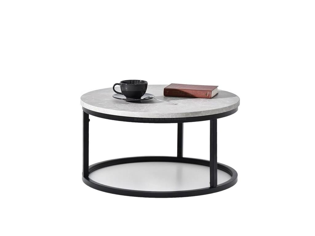 design4life Konferenční stolek KORRA S šedý mramor/černá podnož