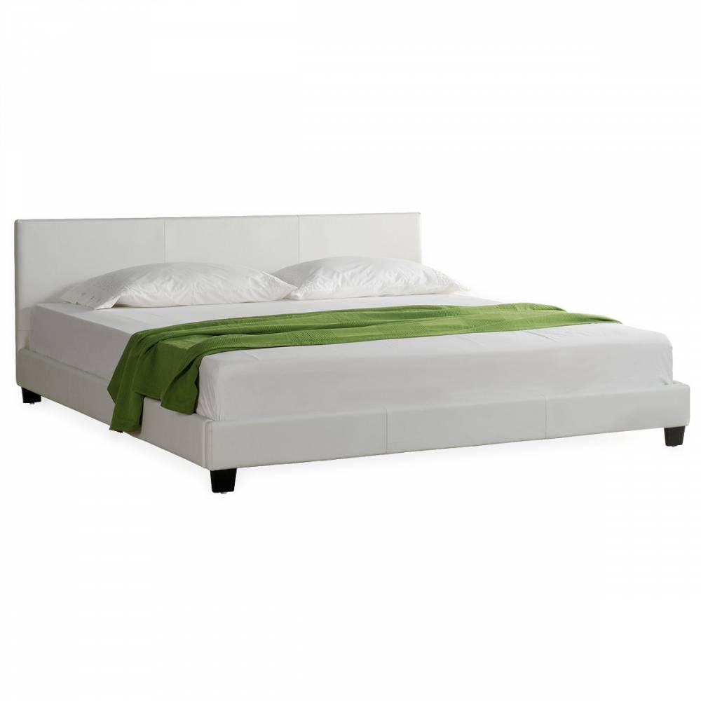 Corium® Moderní manželská postel, čalouněná - koženka 140x200cm (bílá)