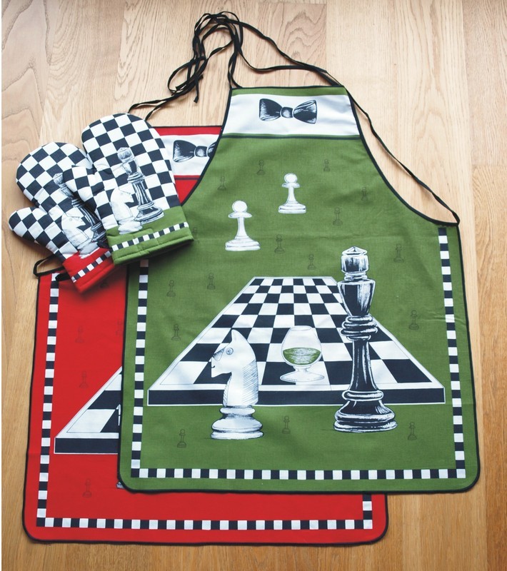 Forbyt  Zástěra a chňapka, Šachy zeleno - černá dvojkombinace