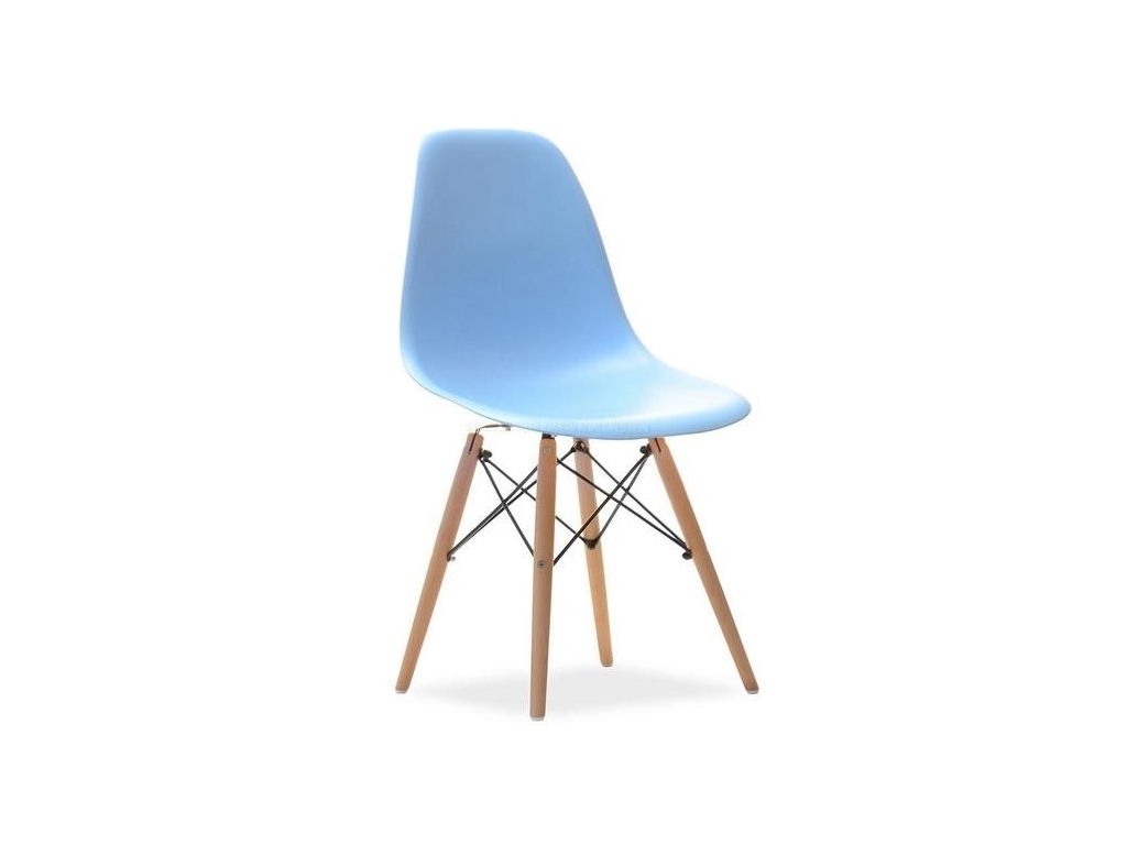 design4life Jídelní židle MOBI Modrá - dřevěná podnož