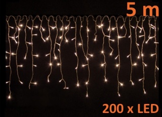 OEM M02052 vánoční řetěz déšť 5m, 200 LED, teplá bílá