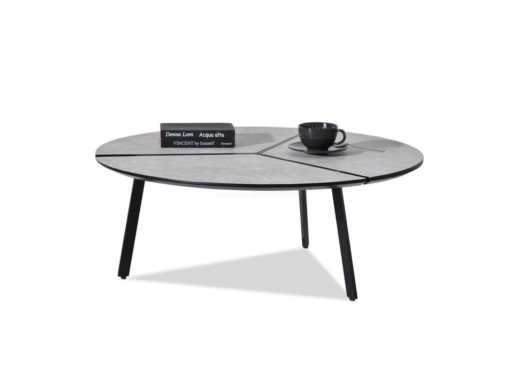 design4life Konferenční stolek Gavi šedý mramor/černá podnož