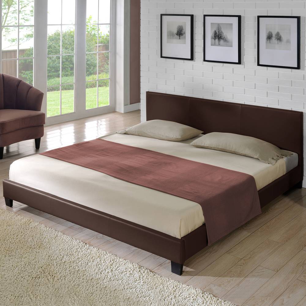 Corium® Moderní manželská postel, čalouněná - koženka 180x200cm (tmavě hnědá)