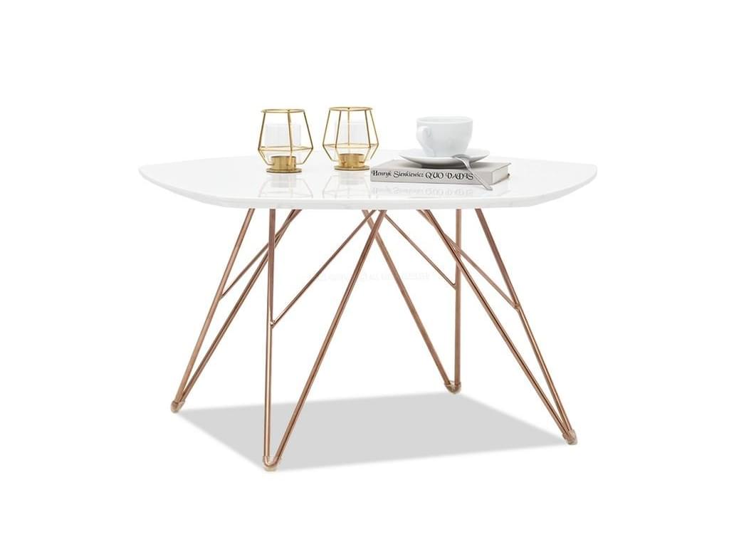 design4life Konferenční stolek PETRAS XL bílá-měď