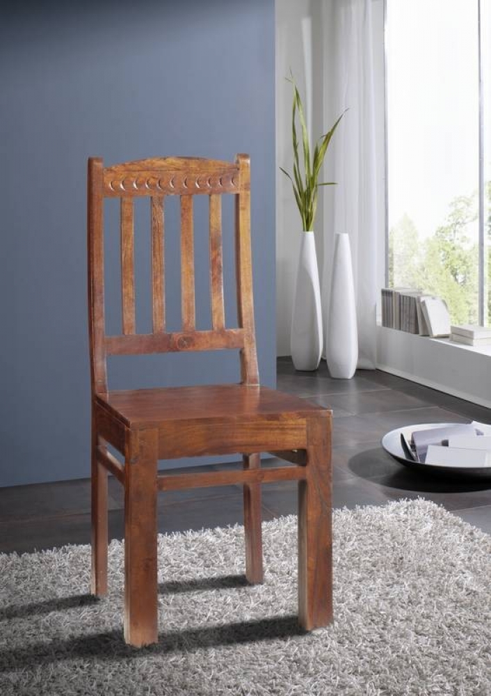 Masiv24 - Koloniální židle, opěrka se vzorem, masivní akátový nábytek CAMBRIDGE